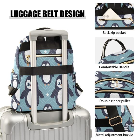 6749 Penguin Small Backpack Purse Travel Bag Lightweight Shoulder Bag main image 7